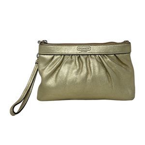 Coach wallet Gold Wristlet leather metallic purse
